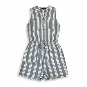 KELLY RENEE Women’s Romper Navy & White Stripes with Pockets Size Small